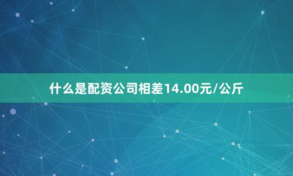 什么是配资公司相差14.00元/公斤